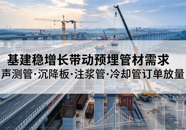 瑞丽基建稳增长带动预埋监测管材需求，声测管、沉降板、注浆管订单持续放量